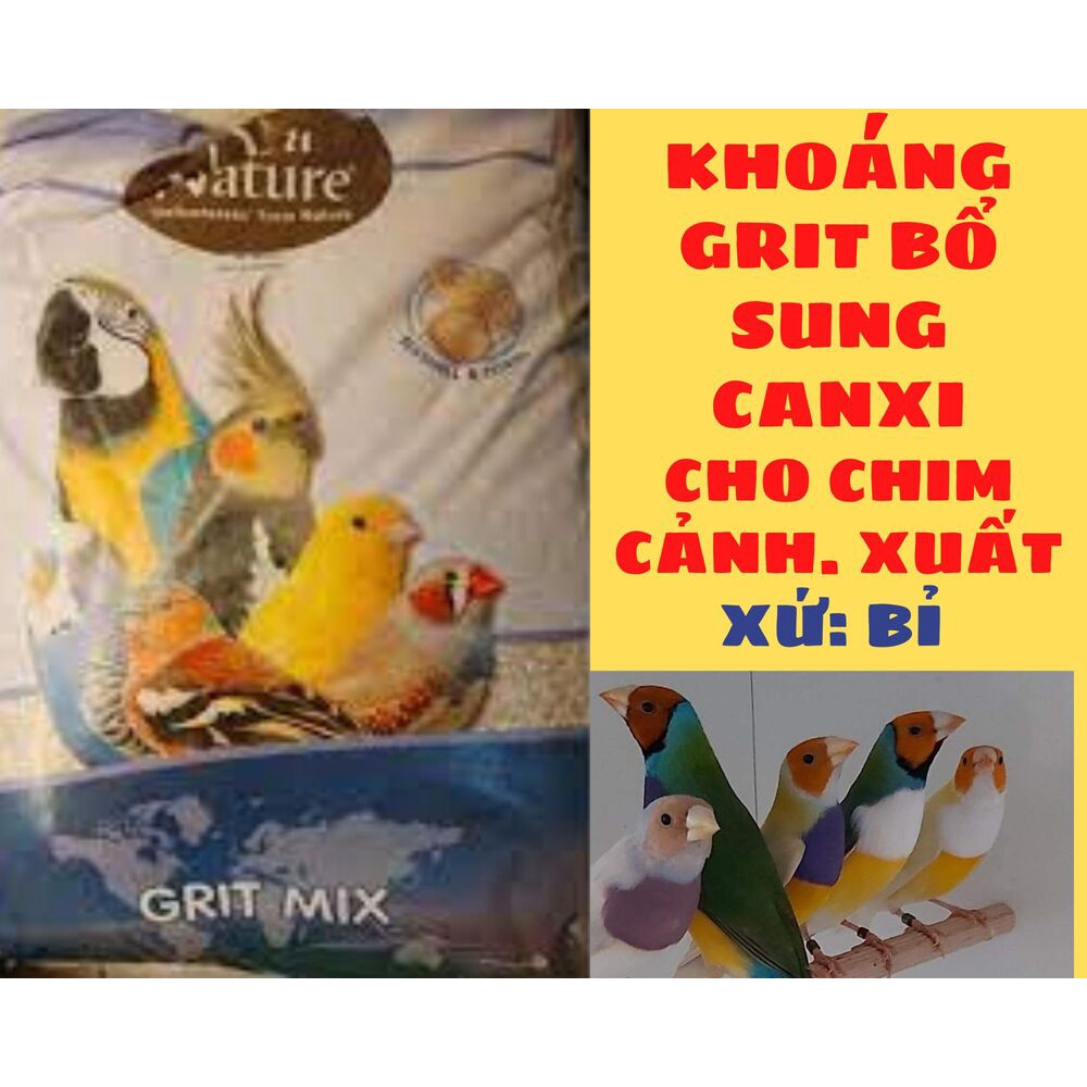 Khoáng Grit Delli. Bổ sung canxi cho chim cảnh. Xuất xứ: Bỉ. 500gr 80k
