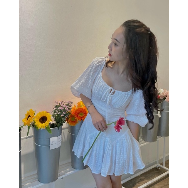 ICHIE.STUDIOS  | MEI DRESS- Đầm trắng thêu hoa mai