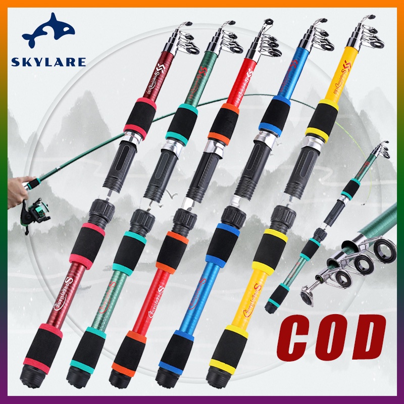 cần câu máy giá rẻ ạng gấp sợi thủy tinh độ dài 1.8m，5 màu sắc không bắt buộc ，EVA xử lý
