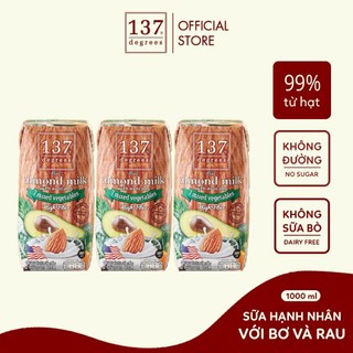 (1 lốc 3 hộp] sữa hạt hạnh nhân bơ và rau củ 137 degrees 180ml - thái lan