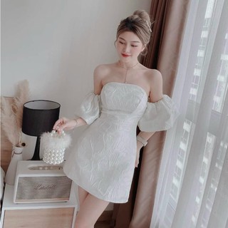 Đầm cúp ngực tay phồng có mút