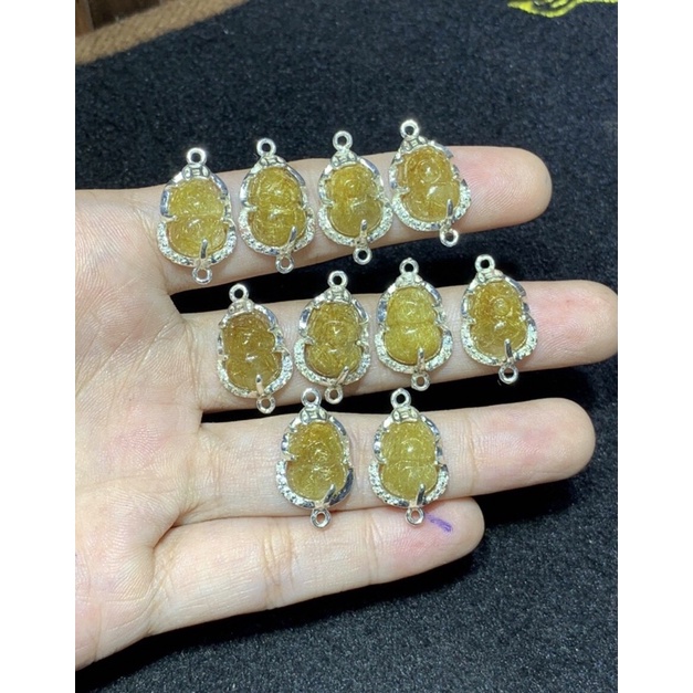 Charm mix vòng đeo Tì hưu đá TA tóc vàg tóc đỏ đã bọc bạc