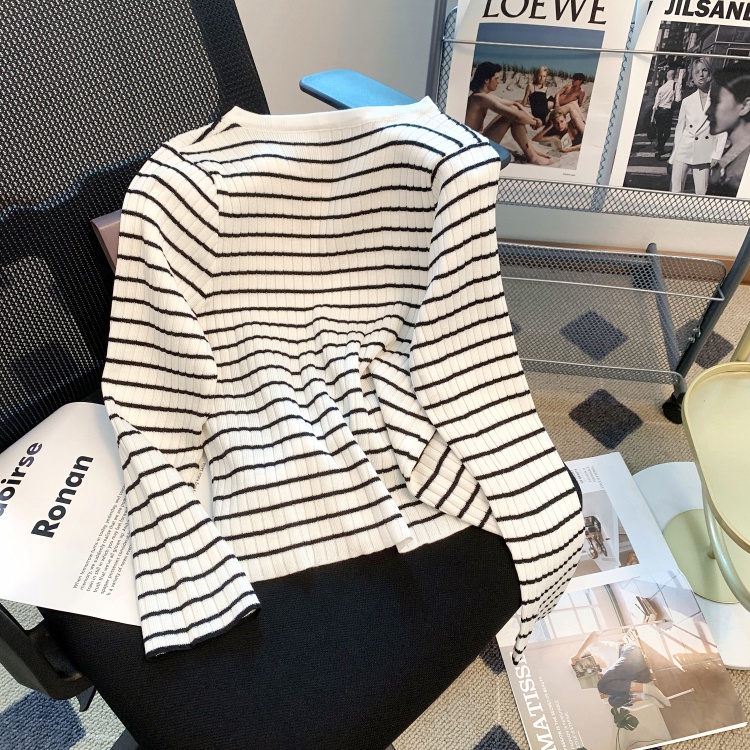 Áo sweater Dệt Kim Kẻ Sọc Thời Trang Thu Đông Cho Nữ