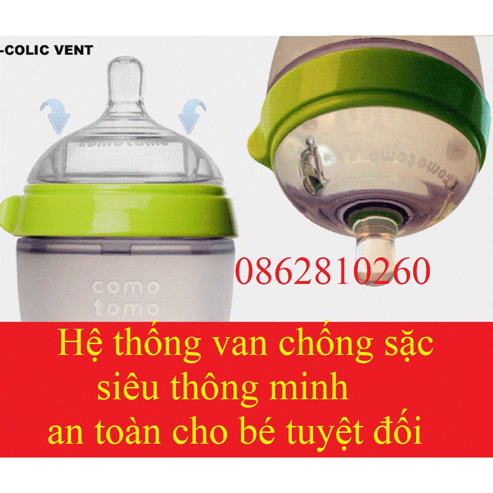 Bình Sữa Comotomo 150ml/250ml Núm Silicon Siêu Mềm