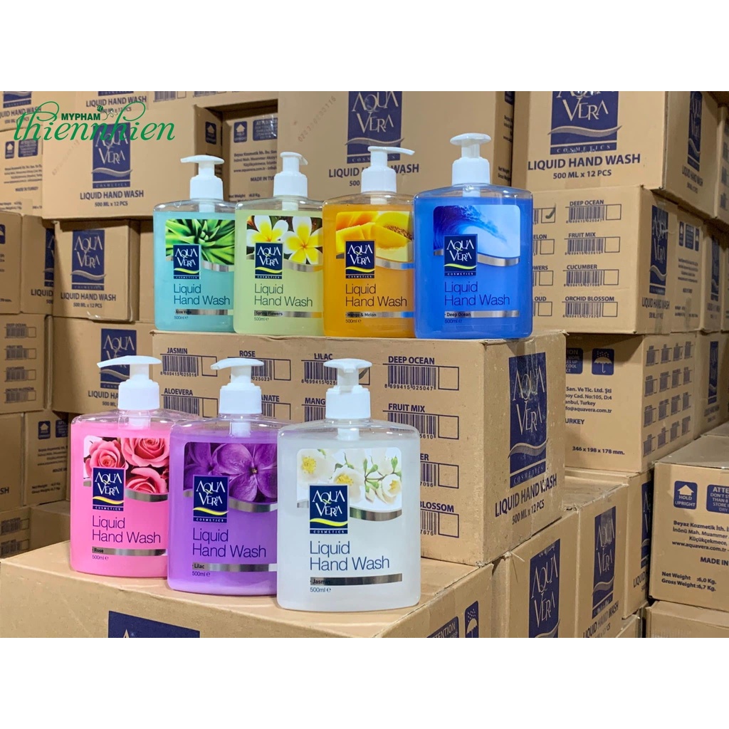 Nước rửa tay dưỡng da AquaVera hương hoa hồng 500ML