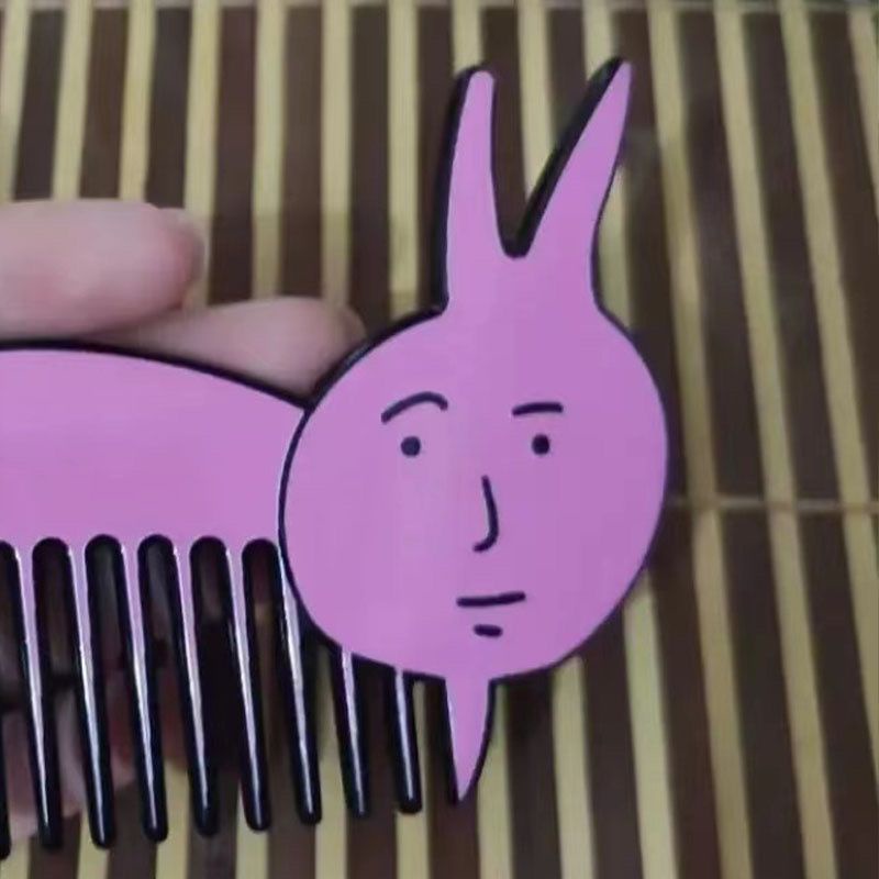 Lược Chải Tóc Kèm Gương Trang Điểm Thiết Kế Hình Thỏ Hồng Dễ Thương Cho Bạn Gái