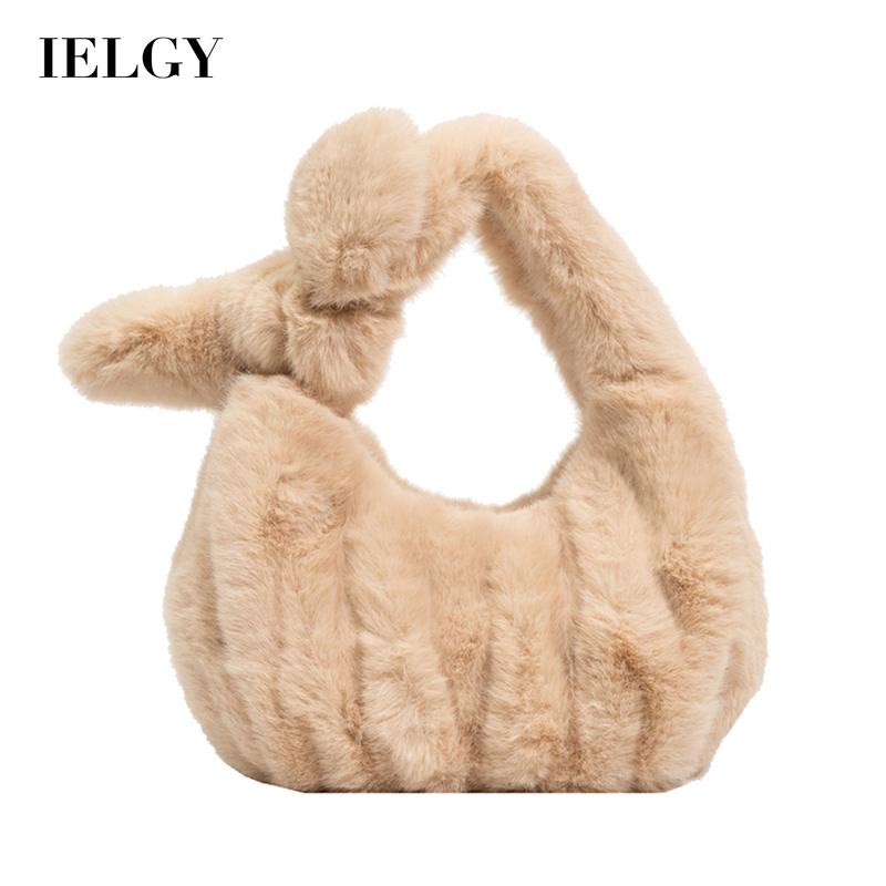 Túi xách lông nhung IELGY có khóa kéo phong cách Hàn Quốc thời trang cho nữ