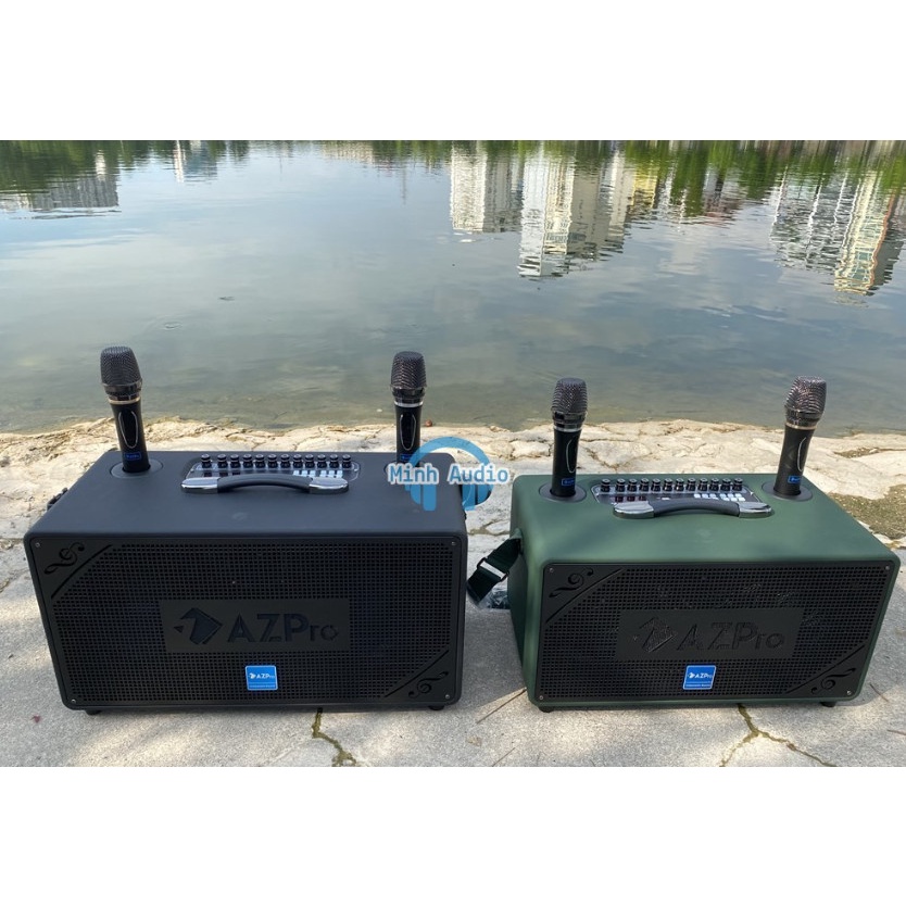 Loa Kéo karaoke bass đôi AZPRO AZ- 328 Chất Lượng Cao - Bass 16 kèm 2 Micro không dây kim loại