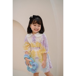 FLORA dress Set váy bé gái P'ti chou chất liệu voan và tơ cao cấp