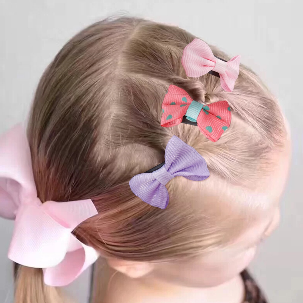 10Pcs/lot Candy Color Baby Mini Small Bow Hair Clips Safety Hair Pins Barrettes for Children Girls Kids Hair Accessories
