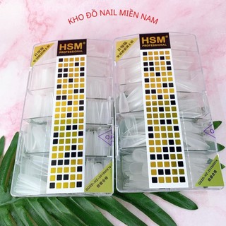 Móng úp nhám hsm trong và đục - móng giả nhám kiểu vuông bầu nhọn thang
