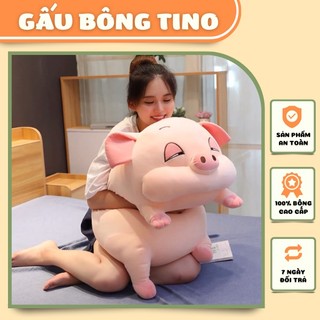 Gấu Bông Heo Ngủ TINO Gối Ôm Con Heo Lợn Ôm Ngủ Mềm Mịn Loại To Size 35cm - 110cm