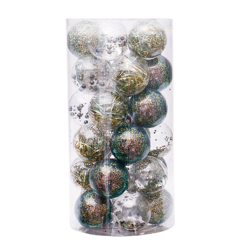 Set 30 Quả Châu Trong Suốt Kích Thước 6cm Trang Trí Cây Thông Giáng Sinh