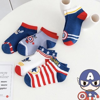 Set 5 đôi Tất siêu nhân bé trai cổ ngắn Captain American cho bé trai