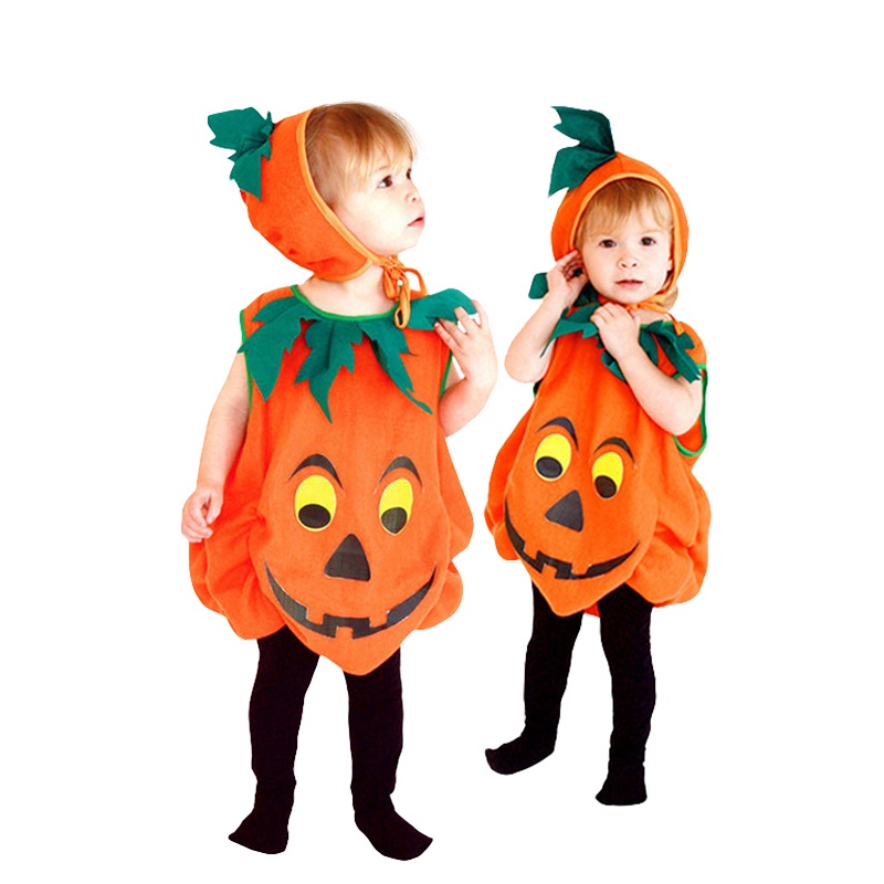 Trang Phục Hóa Trang Halloween Hình Bí Ngô Dễ Thương Cho Bé 2-10 Tuổi
