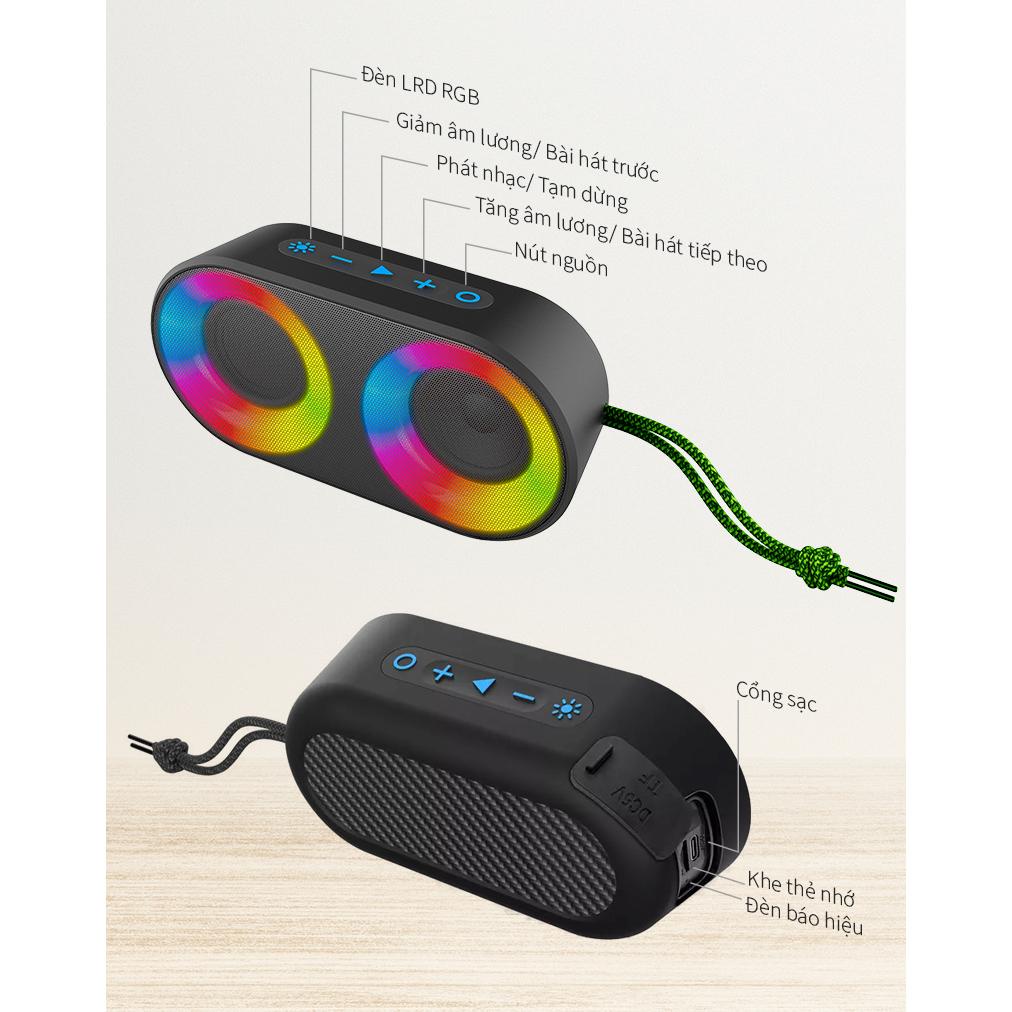 Loa mini cầm tay Bestsound BD-K212 kết nối Bluetooth, USB, TF, đèn LED đổi màu, thiết kế chống thấm nước