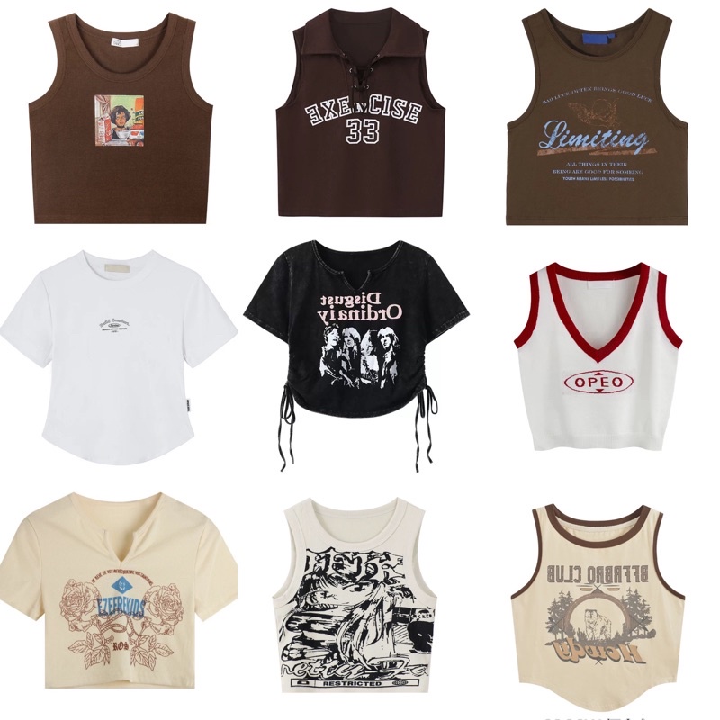 ÁO CROPTOP RETRO TỔNG HỢP CÓ MỤC CHỌN PHÂN LOẠI [ Hàng Có Sẵn ]