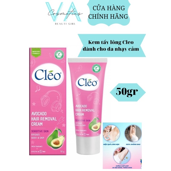 [Chính hãng] Kem Tẩy Lông Cho Da Nhạy Cảm Cleo Avocado Hair Removal Cream Sensitive Skin 50g