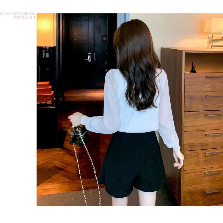 Áo Sơ Mi Chiffon Tay Dài Cổ Chữ v Thời Trang Mùa Thu Phong Cách Mới Cho Nữ