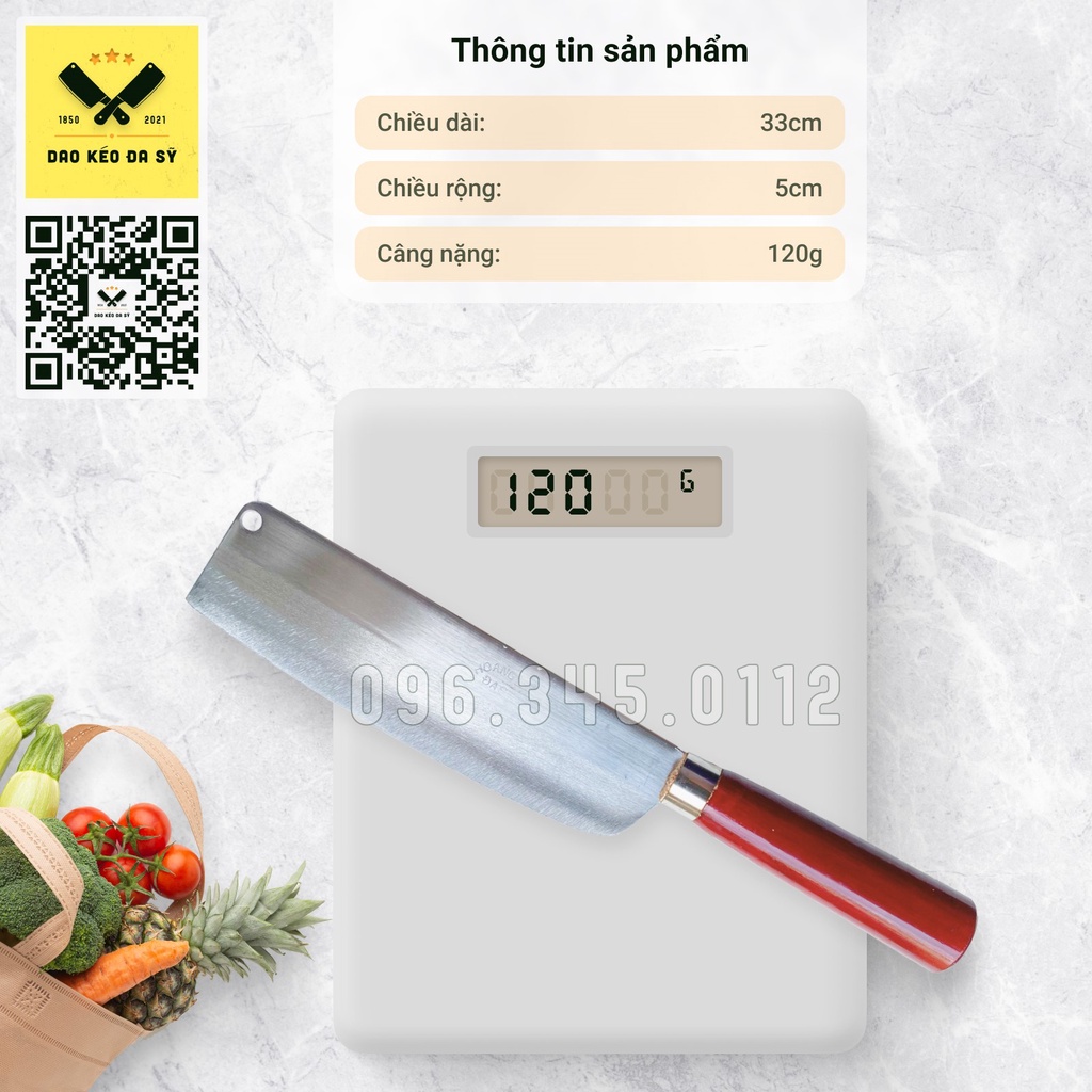 Dao thái thịt, thái rau - Dao Đa Sỹ - thép Nhật trắng không gỉ