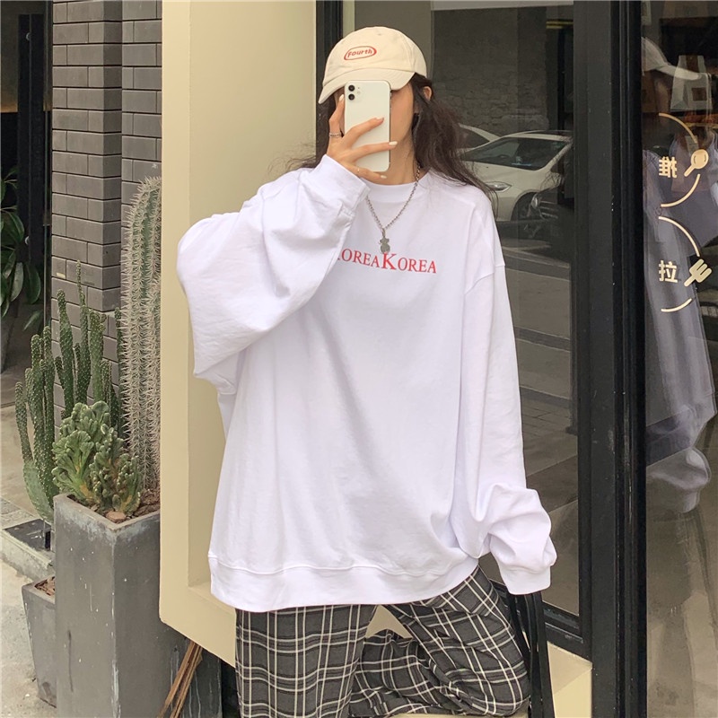 NRVP Mới Áo Thun Tay Dài Dáng Rộng In Chữ Phong Cách Hàn Quốc 2023