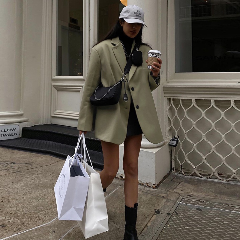 Áo Khoác Dài Tay Phối Dây Ruy Băng Thời Trang Đường Phố Cá Tính Cho Nữ