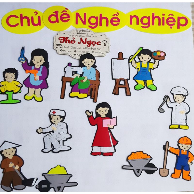 tranh chủ đề nghề nghiệp bằng nỉ- đồ dùng mầm non bằng nỉ