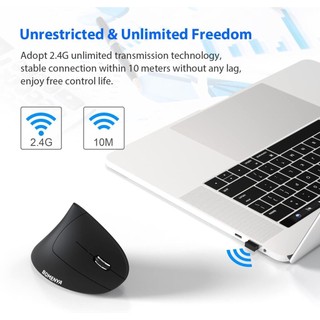 Vertical Mouse, Ergonomic Mouse Wireless, Computer Mouse with 2.4G Portable Slim Optical Cordless Mouse Silent for Laptop Optical Mouse with 6 Buttons for Laptop, MacBook