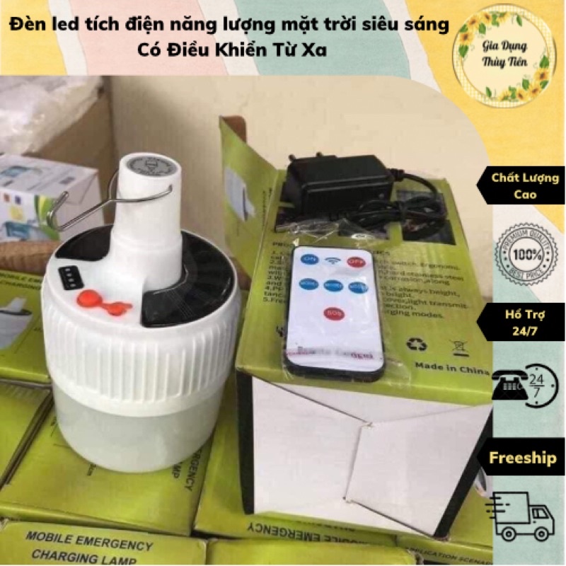 Đèn led tích điện năng lượng mặt trời siêu sáng Có Điều Khiển Từ Xa