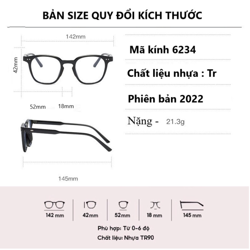Kính mát nam nữ LUTTO năm 2023, gọng vuông bản tròng nhỏ thời trang GKC 6234