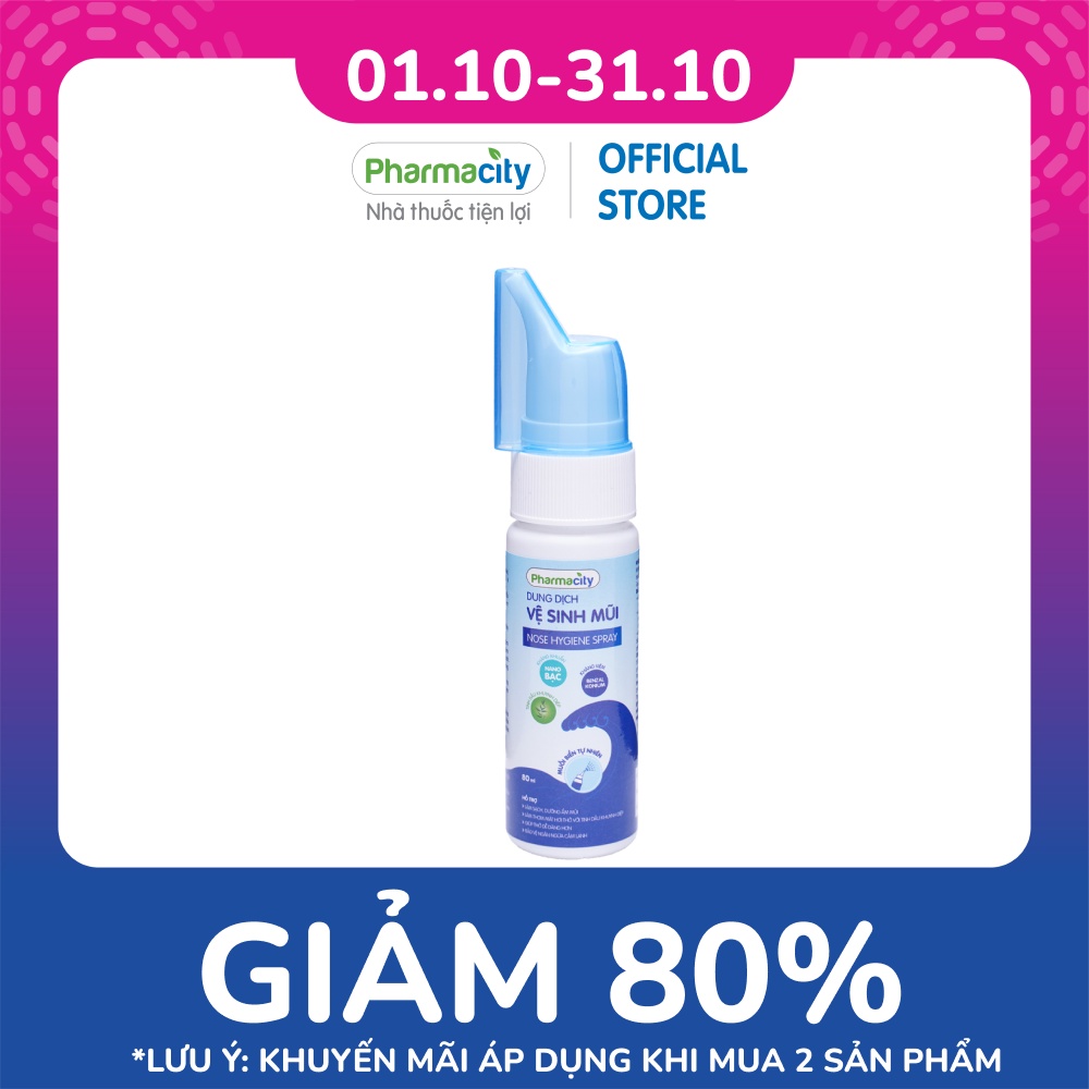 Dung dịch Pharmacity vệ sinh mũi Nose Hygiene Spray (80ml)