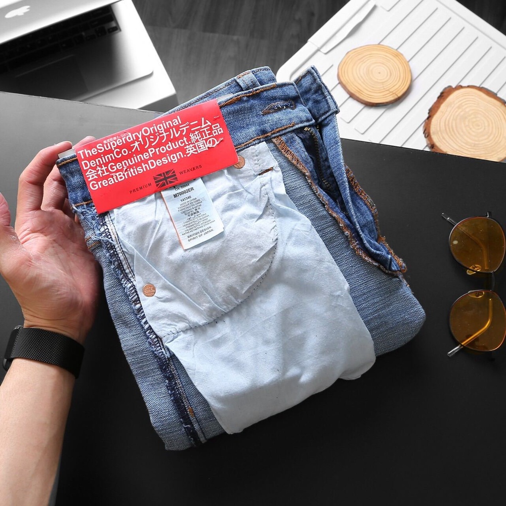 Quần bò nam xanh sáng Quần jean nam thời trang hàng cao cấp xuất chuẩn