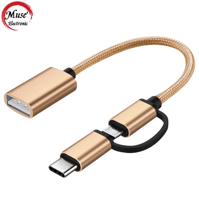 Dây Cáp Chuyển Đổi Dữ Liệu OTG Type-c Sang Usb 2 Trong 1 Cho Điện Thoại / Máy Tính Bảng