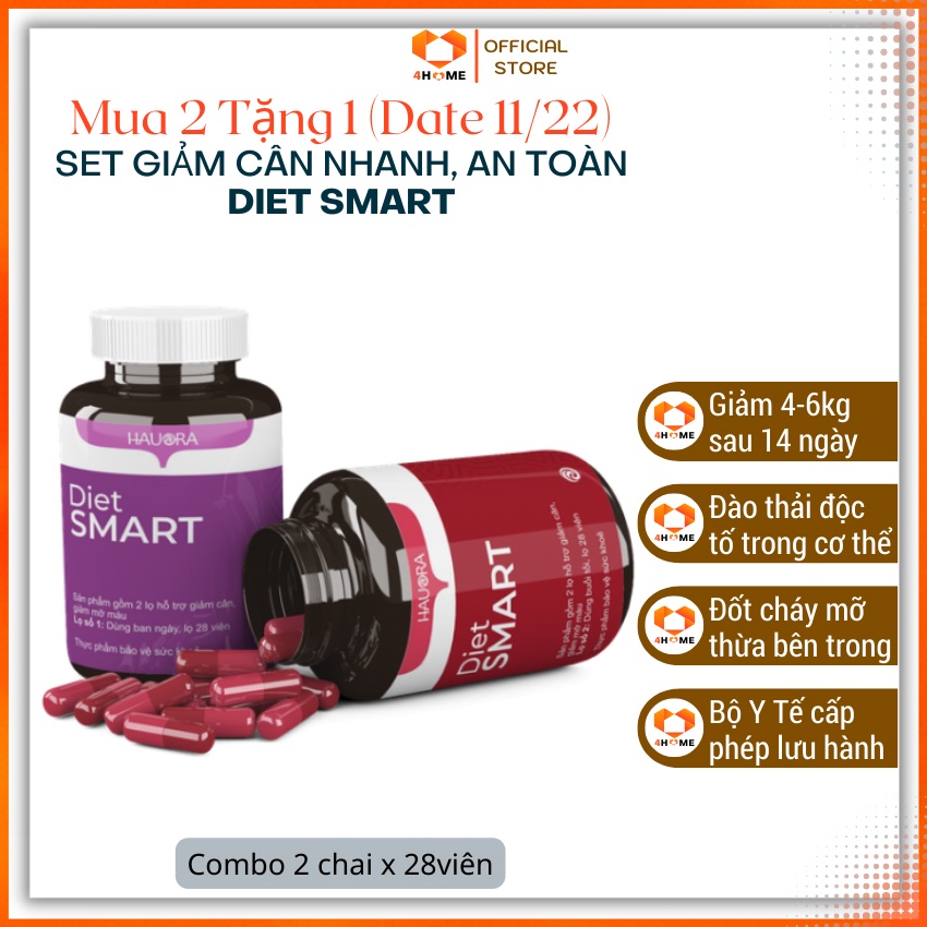 Combo 2 Chai Giảm Cân Nhanh Chóng An Toàn Hiệu Quả DietSmart HAUORA 4Home Store, Hỗ Trợ Giảm Béo Giảm Mỡ Máu