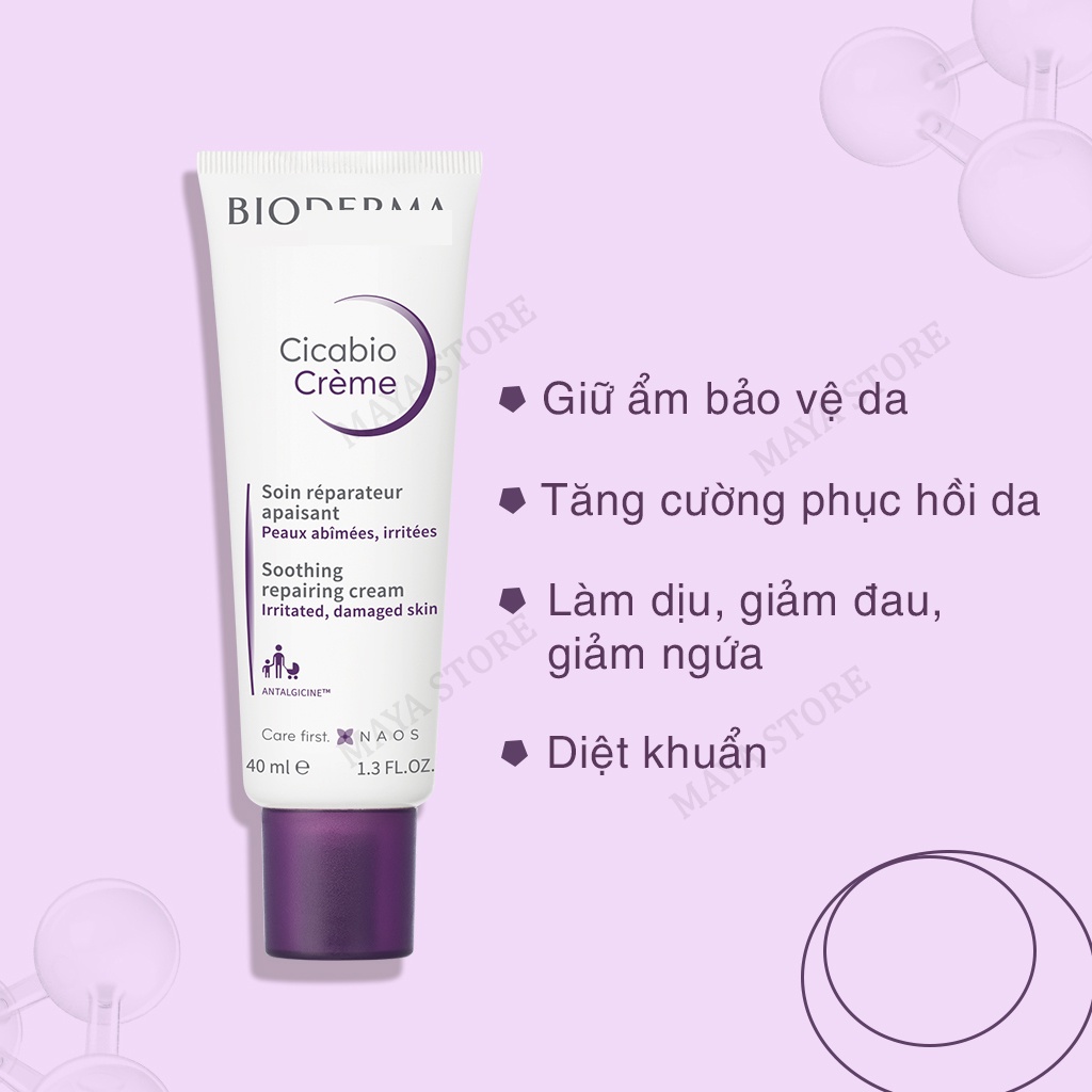 Kem dưỡng phục hồi da tổn thương Bioderma Cicabio Crème - 40ml