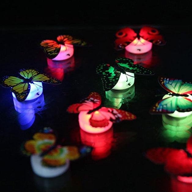 Đèn Ngủ LED Hình Bươm Bướm Nhiều Màu Sắc Có Nút Bấm Sử Dụng Pin Đẹp Mắt Gia