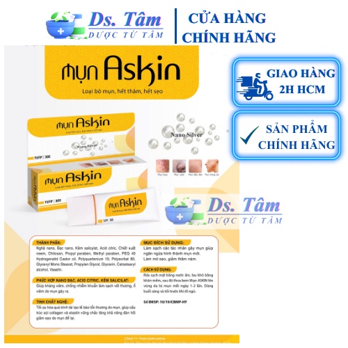Cream bôi mụn ASKIN nano bạc  Tube/30g