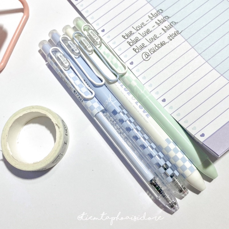 Bút bi gel bấm MURA ngòi 0.5mm BLUE LOVE✨💙🌈