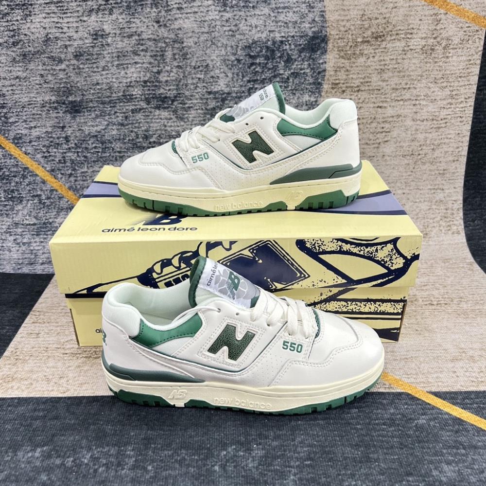 Giày thể thao NB550 với 5 màu hot trend 2022, Giày sneaker NB550 cao cấp xanh lá-vàng-trắng chuẩn S.cấp full bill box pk