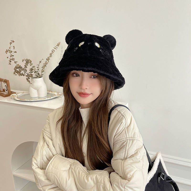 Mũ Bucket Mùa Đông Lông Mềm Mịn Mặt Chuột Micky Đáng Yêu