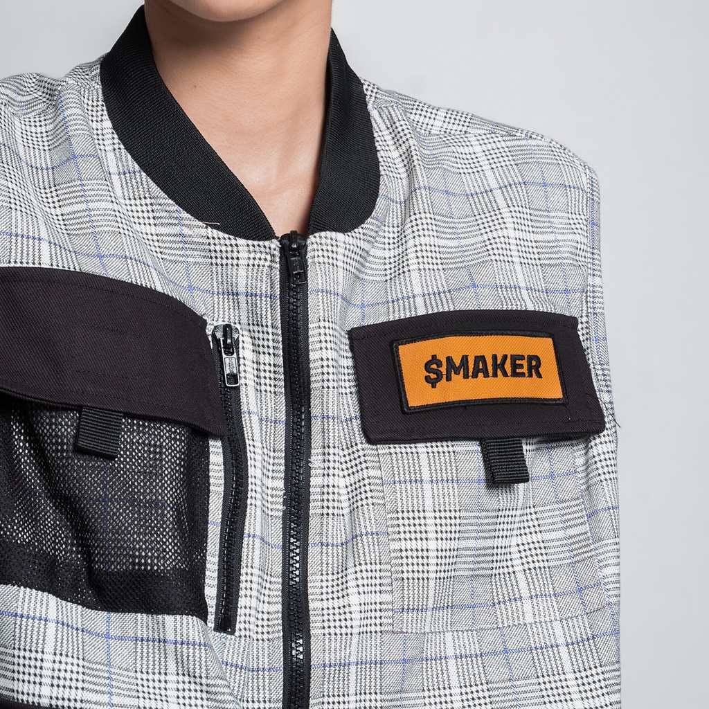 Áo Hoodie Jacket Sweater kèm Vest 2in1 Local Brand, màu xám chất cotton Unisex - "CHECKERED" UTILITY