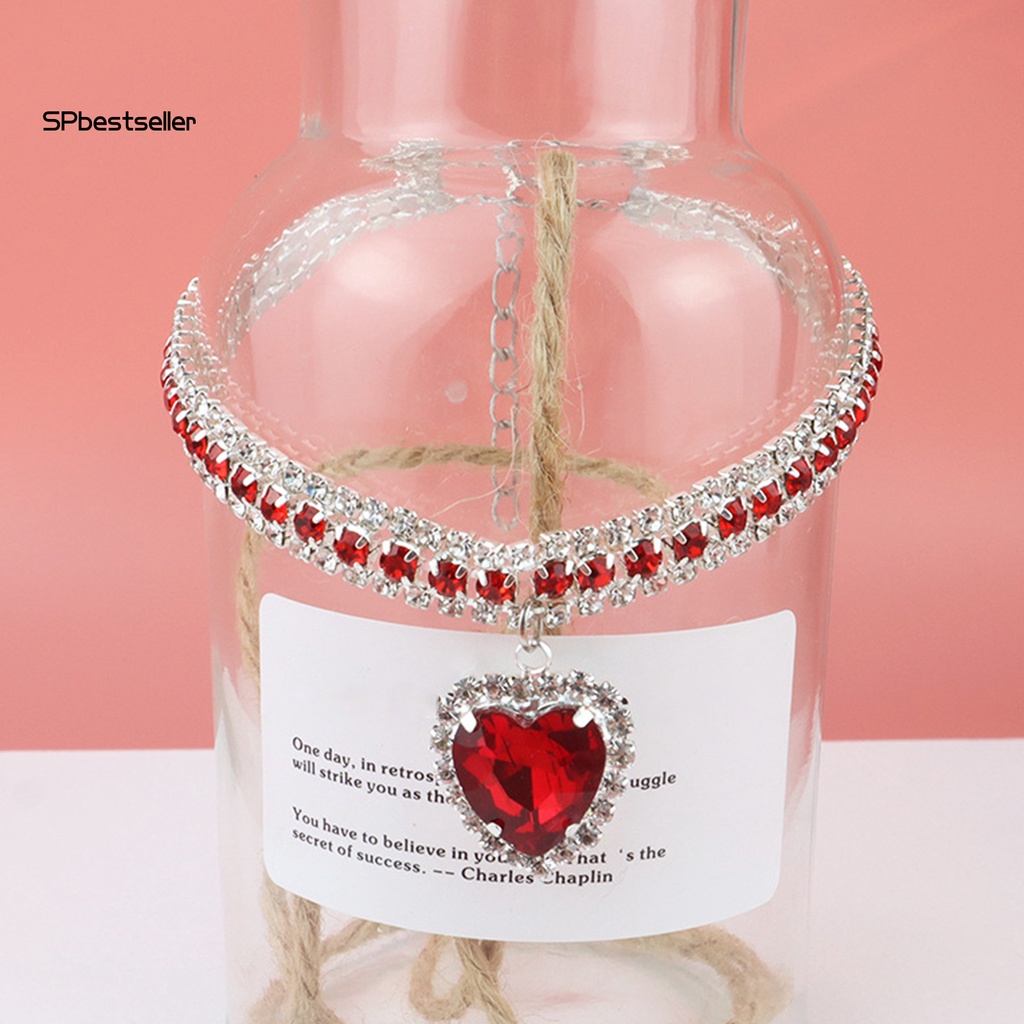 Vòng Đeo Cổ Hình Trái Tim Đính Đá Lấp Lánh Dành Cho Thú Cưng