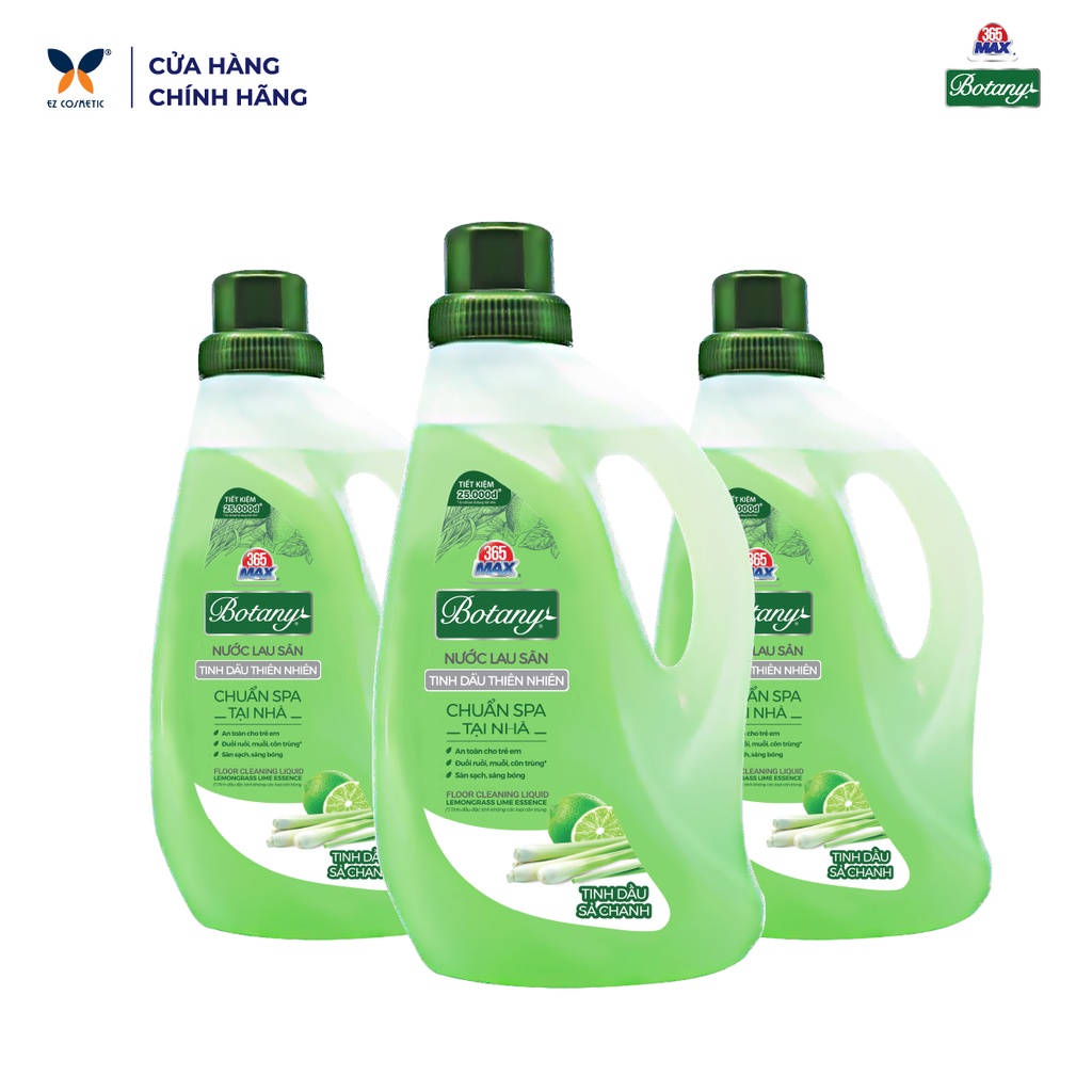 3 Chai Nước Lau Sàn 365 MAX BOTANY Tinh Dầu Thiên Nhiên Sả Chanh 3,9kg