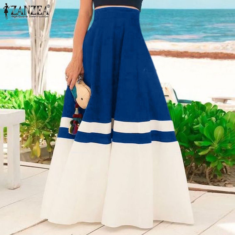 Chân váy ZANZEA chữ a lưng cao có túi thời trang retro cho nữ