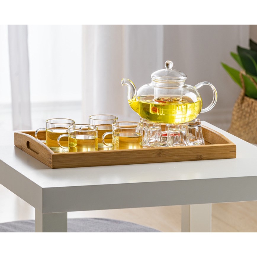 Bộ ấm trà thủy tinh chịu nhiệt có lõi lọc thủy tinh