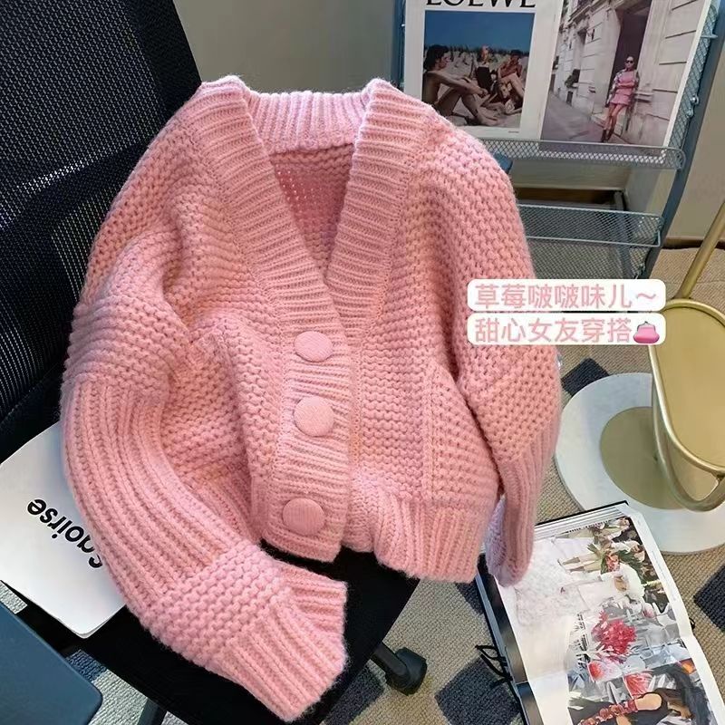 Áo Khoác Cardigan Dệt Kim Dáng Rộng Ngắn Phong Cách Hàn Quốc Thời Trang Xuân Thu 2022 Mới