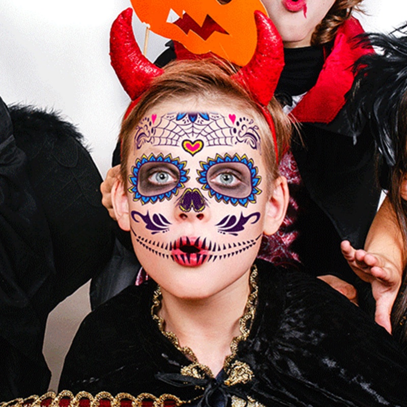 1 Tấm Hình Xăm Dán Chống Tia UV Phát Quang Họa Tiết Halloween