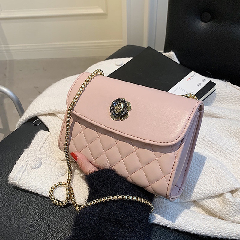 Túi Đeo Vai Bằng Da Mềm Phối Dây Xích Thời Trang Hàn Quốc Cho Nữ