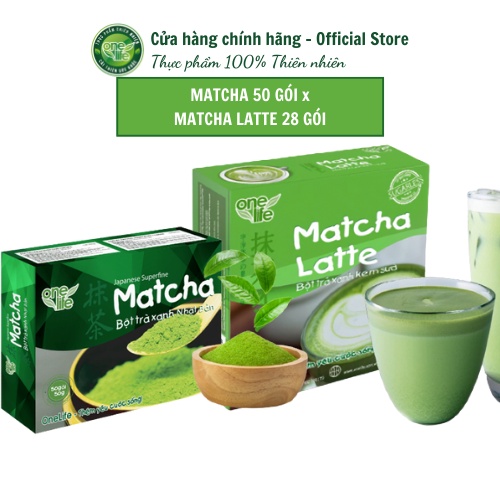 Bộ Sản Phẩm Matcha Trà Xanh Nhật Bản ONELIFE - Matcha 50 gói x Matcha Latte 28 gói