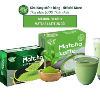 Bộ sản phẩm matcha trà xanh nhật bản onelife - matcha 50 gói x matcha latte 28 gói